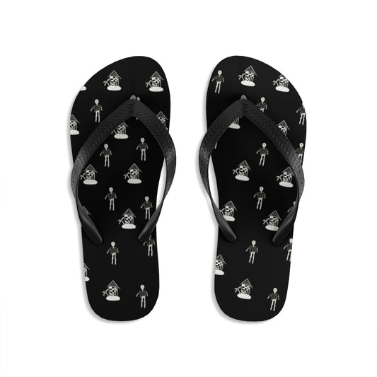 hawaiian skeleton Flip-Flops