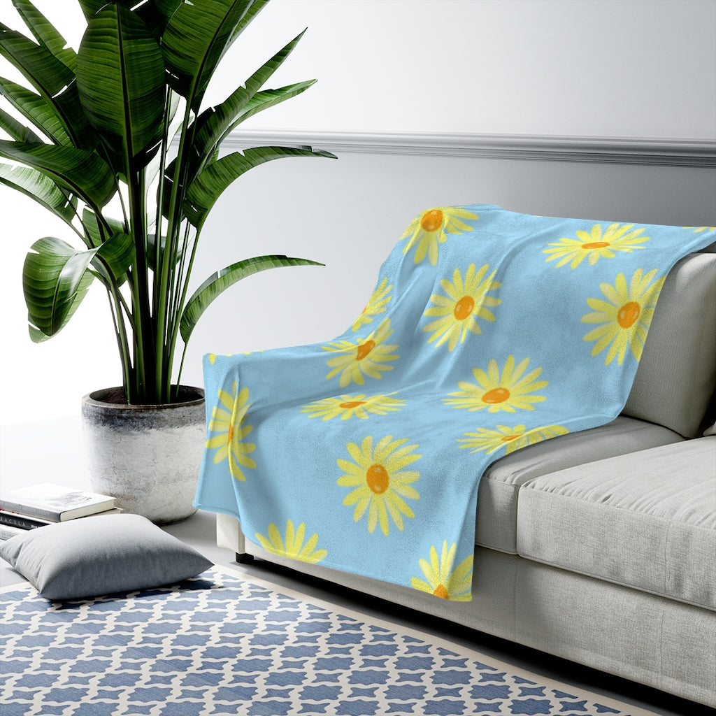 Sky sunshine flower Velveteen Plush Blanket