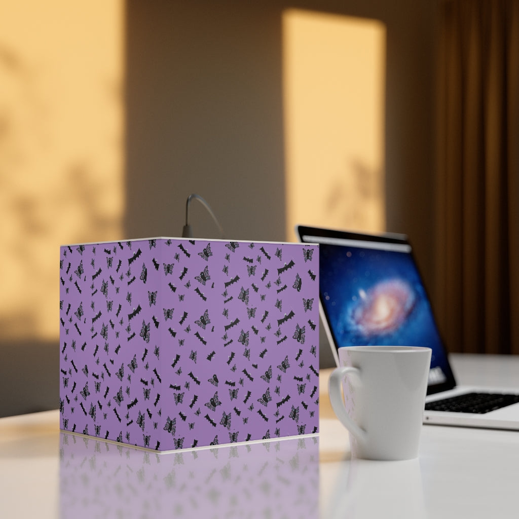 Butterflies and Bats purple cube Lamp