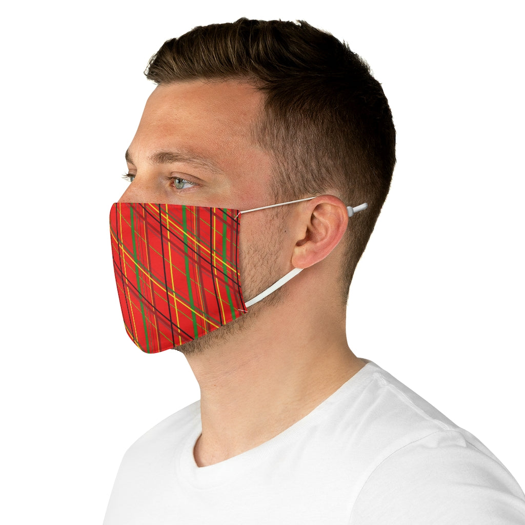 Red Plaid Fabric Face Mask