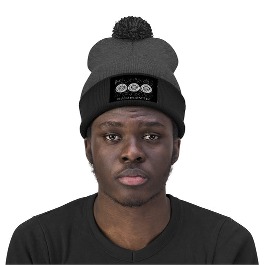 Black Lives Matter - all seeing eye - Black Pom Pom Beanie