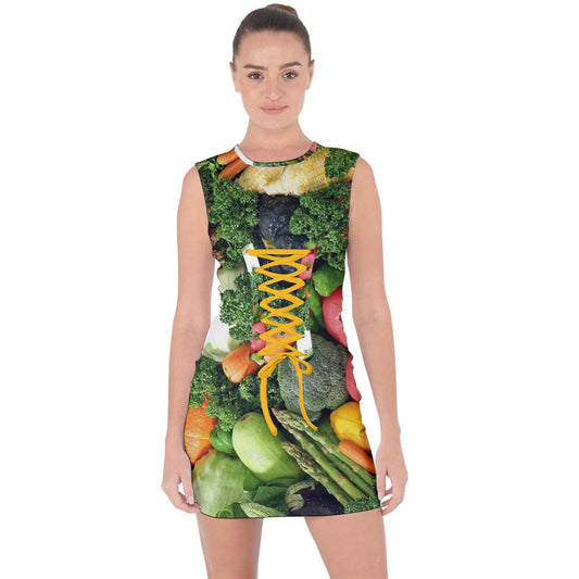 Veggie Sticks Lace Up Bodycon Dress