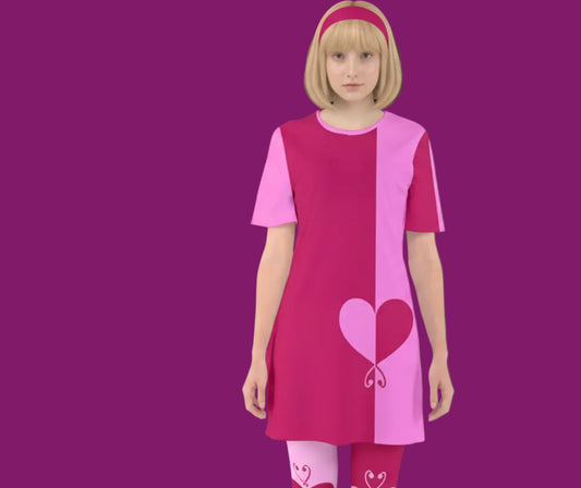 colorblock lovehearts Short Sleeve Mini