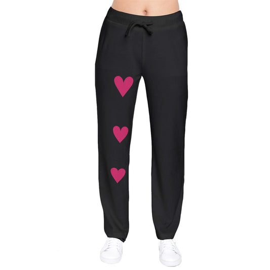 Mod Hearts Black Velvet Tracksuit Pants