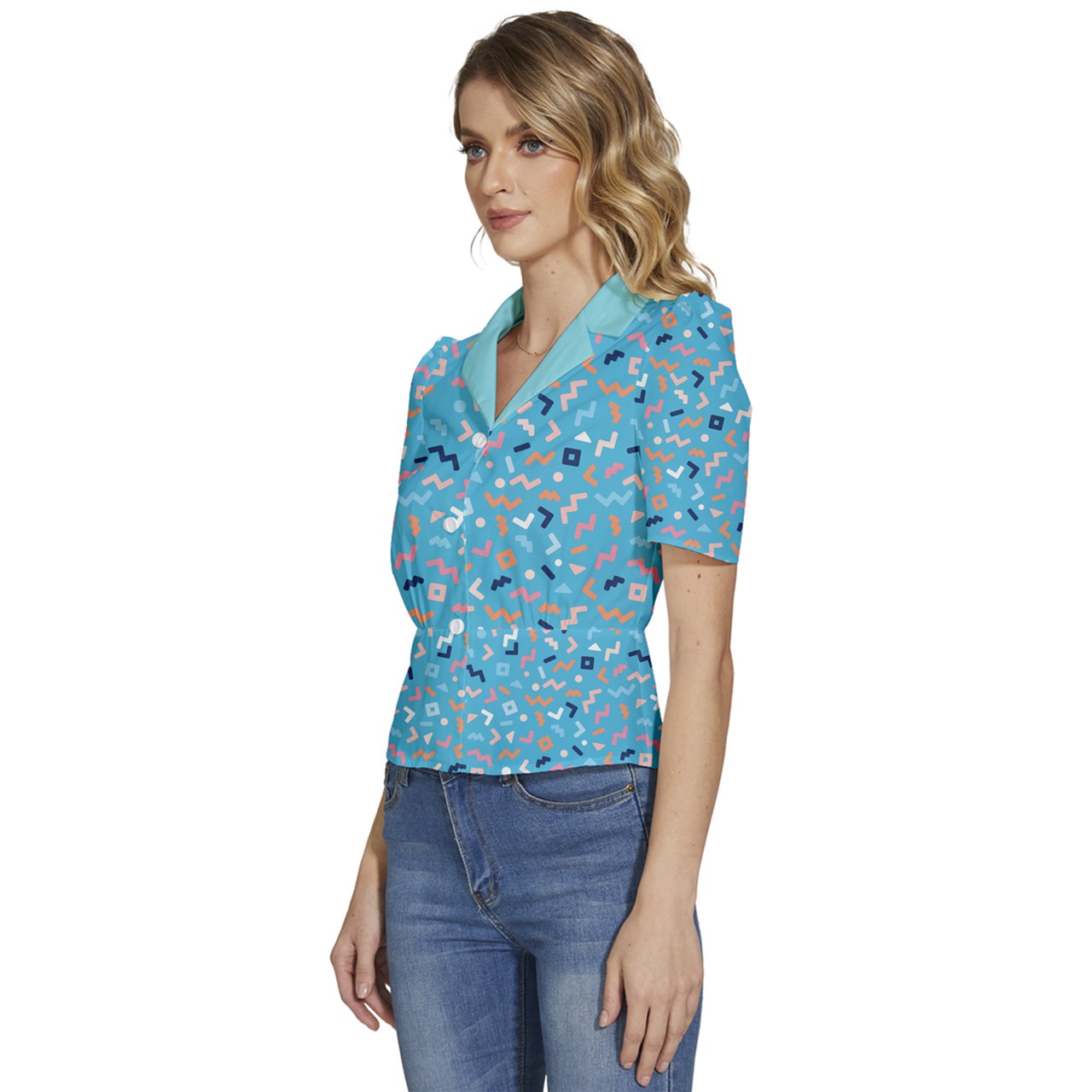 Aquatica Puffed Short Sleeve Button Up Jacket