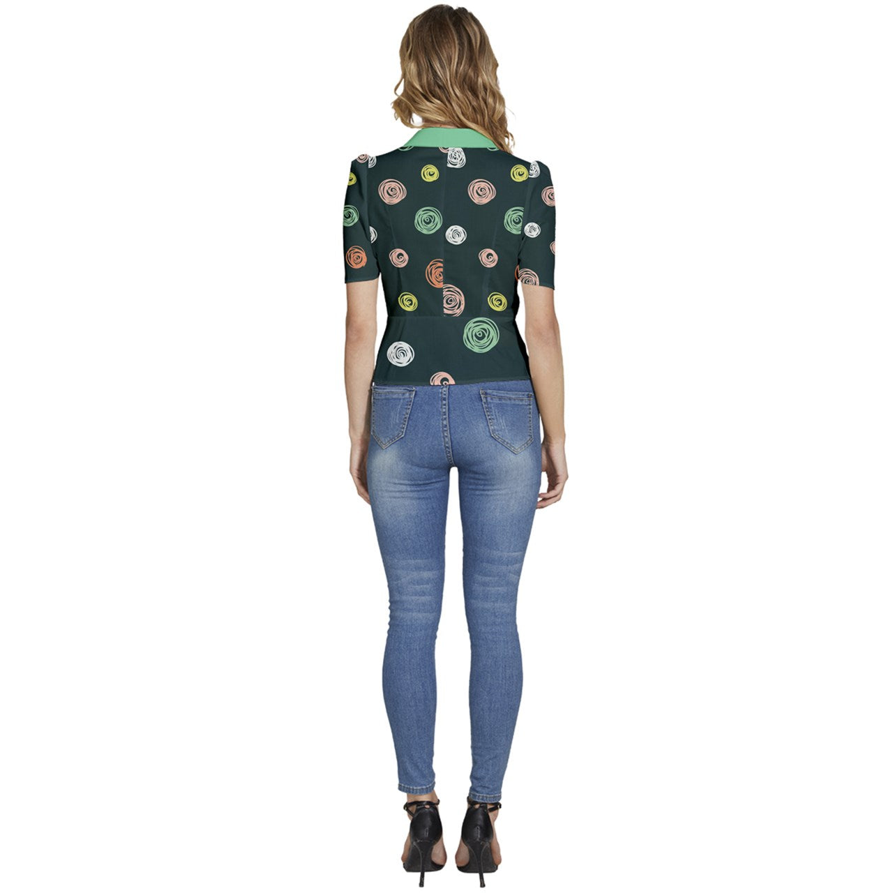 Mint Milk Puffed Short Sleeve Button Up Jacket