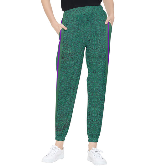 Green Cheeta Side Stripe Tapered Pants