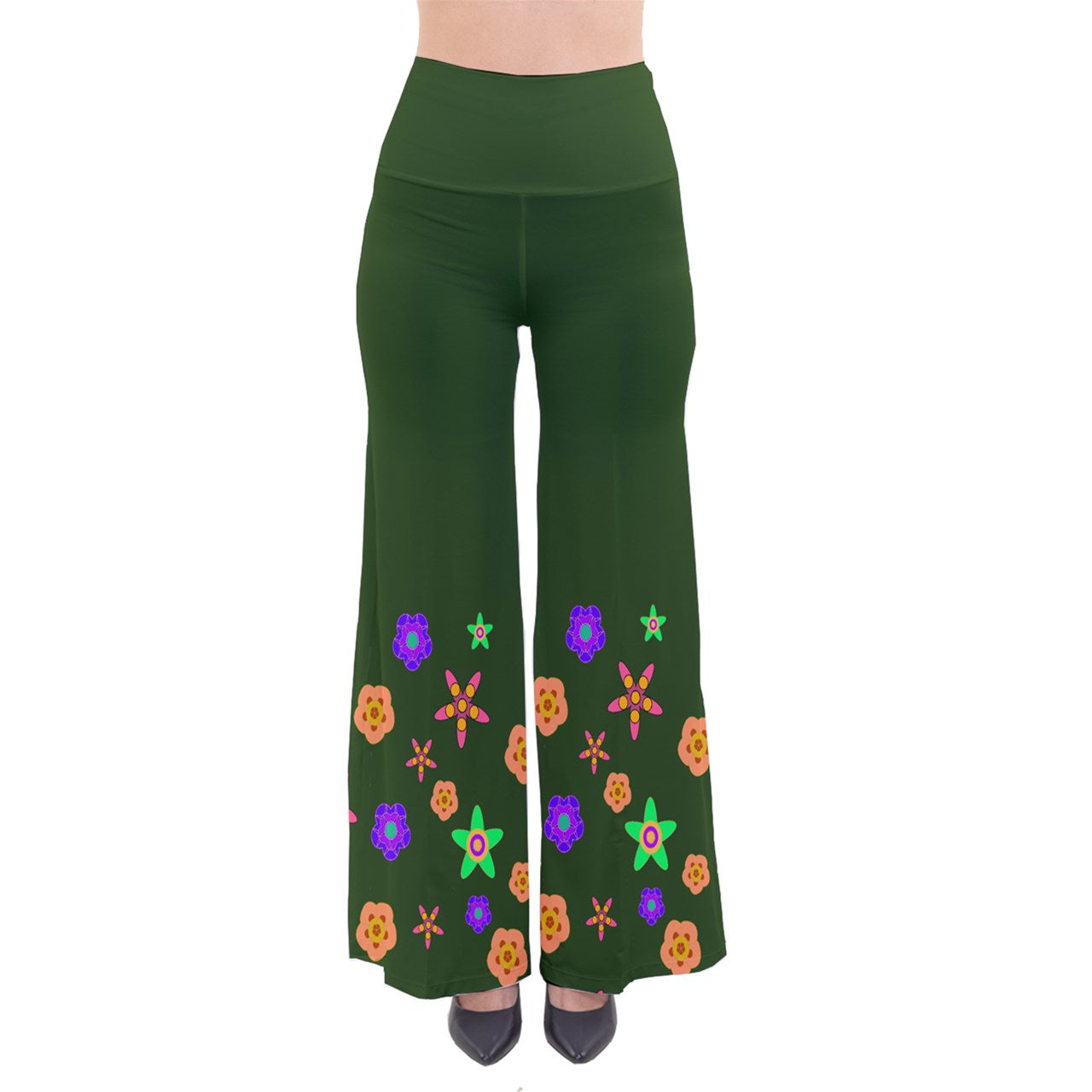 Green Indigo Flower So Vintage Palazzo Pants