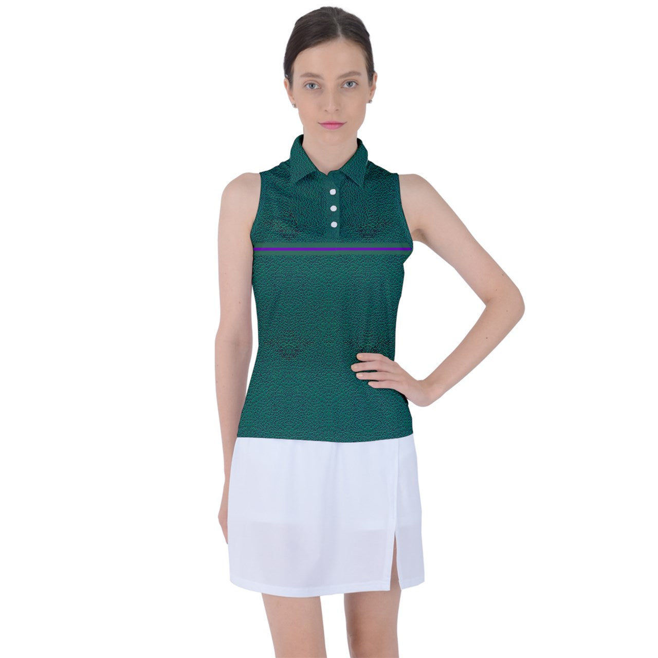 greencheeta Striped Sleeveless Polo Tee