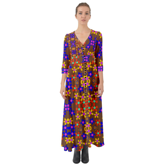 crayonflower Button Up Boho Maxi Dress
