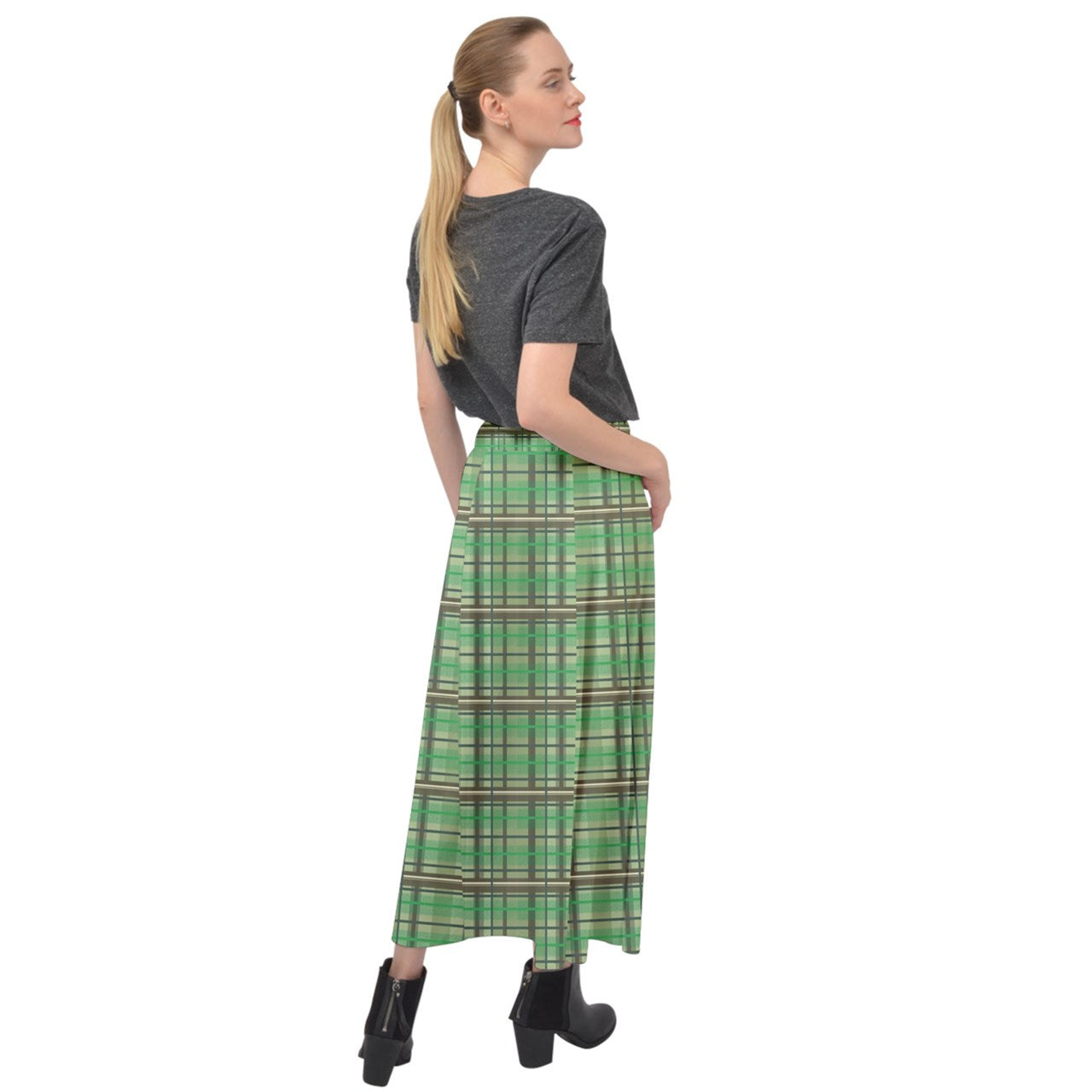 green academia Velour Split Maxi Skirt