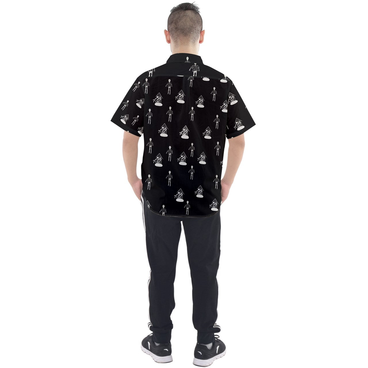 hawiian skeleton Short Sleeve Button Up