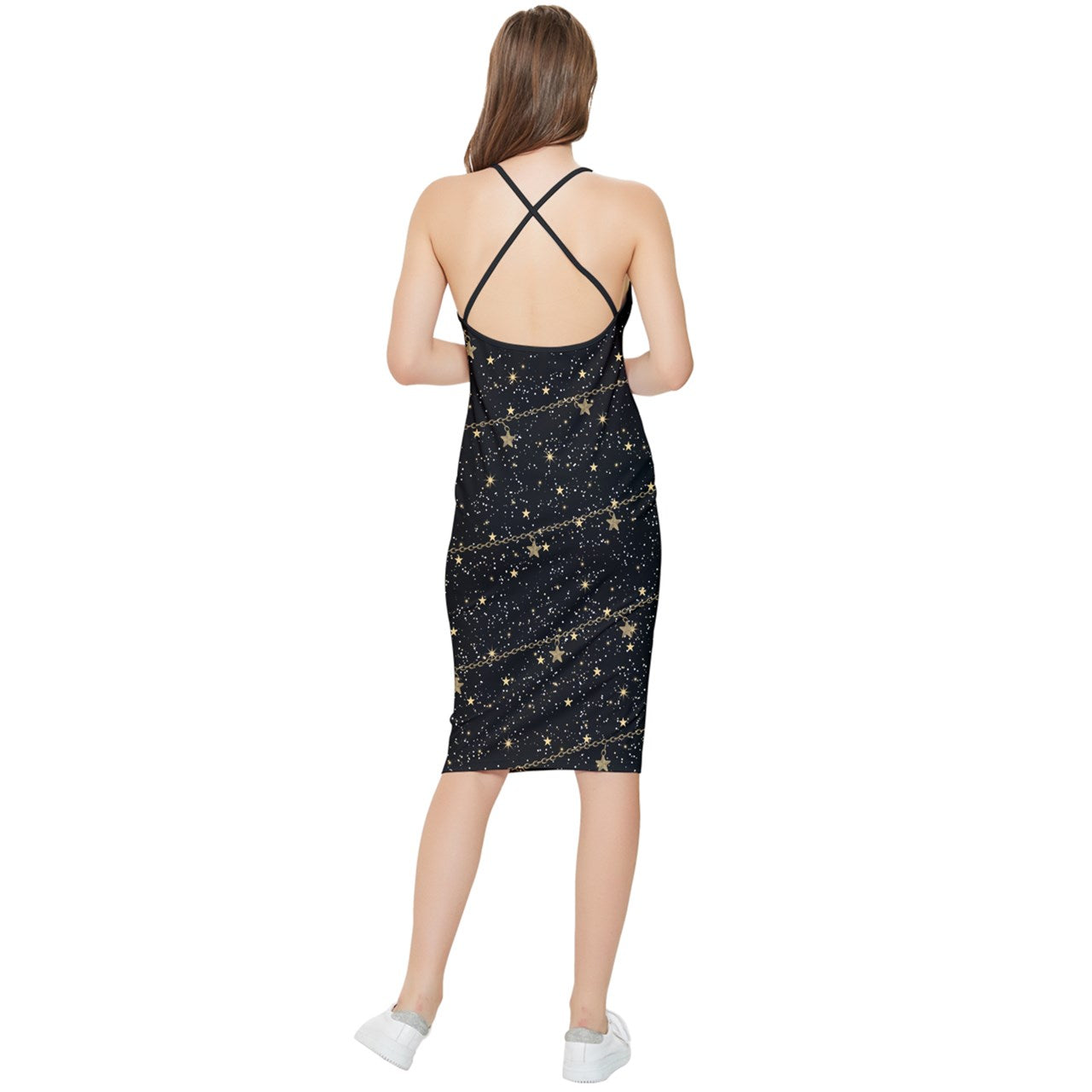 chain of stars Bodycon Cross Back Summer Dress