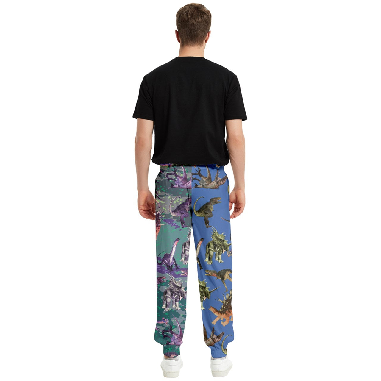 dinomight pattern block Elastic Waist Pants