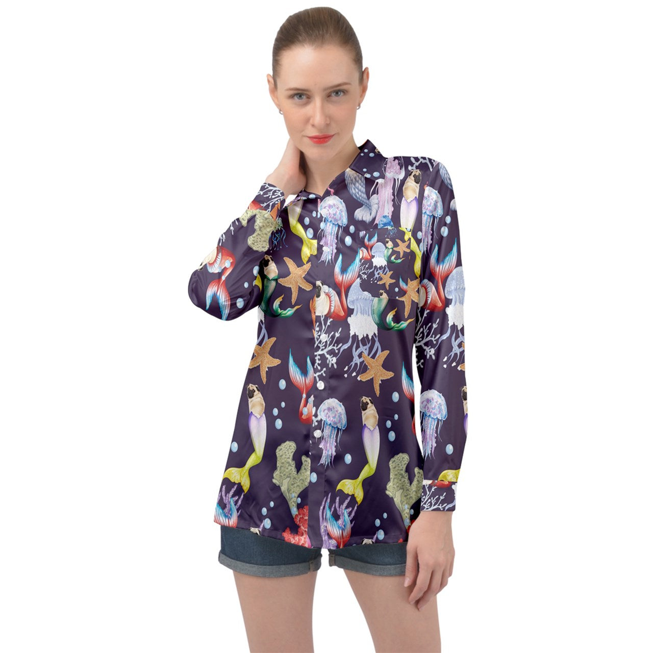 mermagic Long Sleeve Satin Shirt