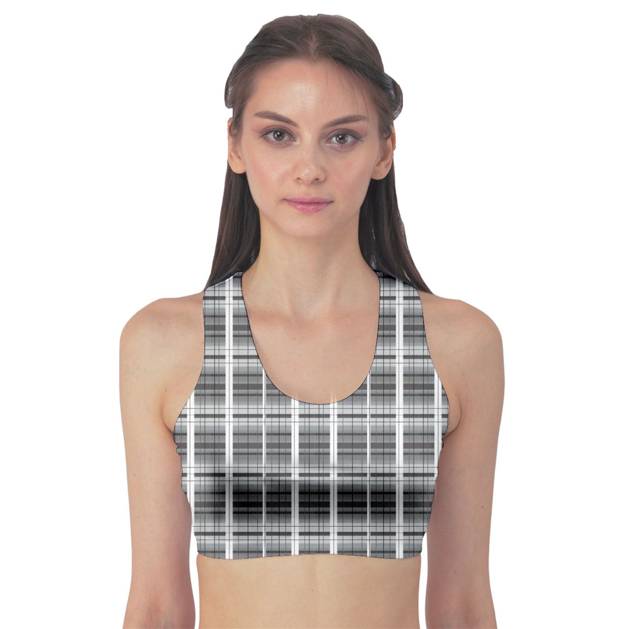 grey plaid Sports Bra