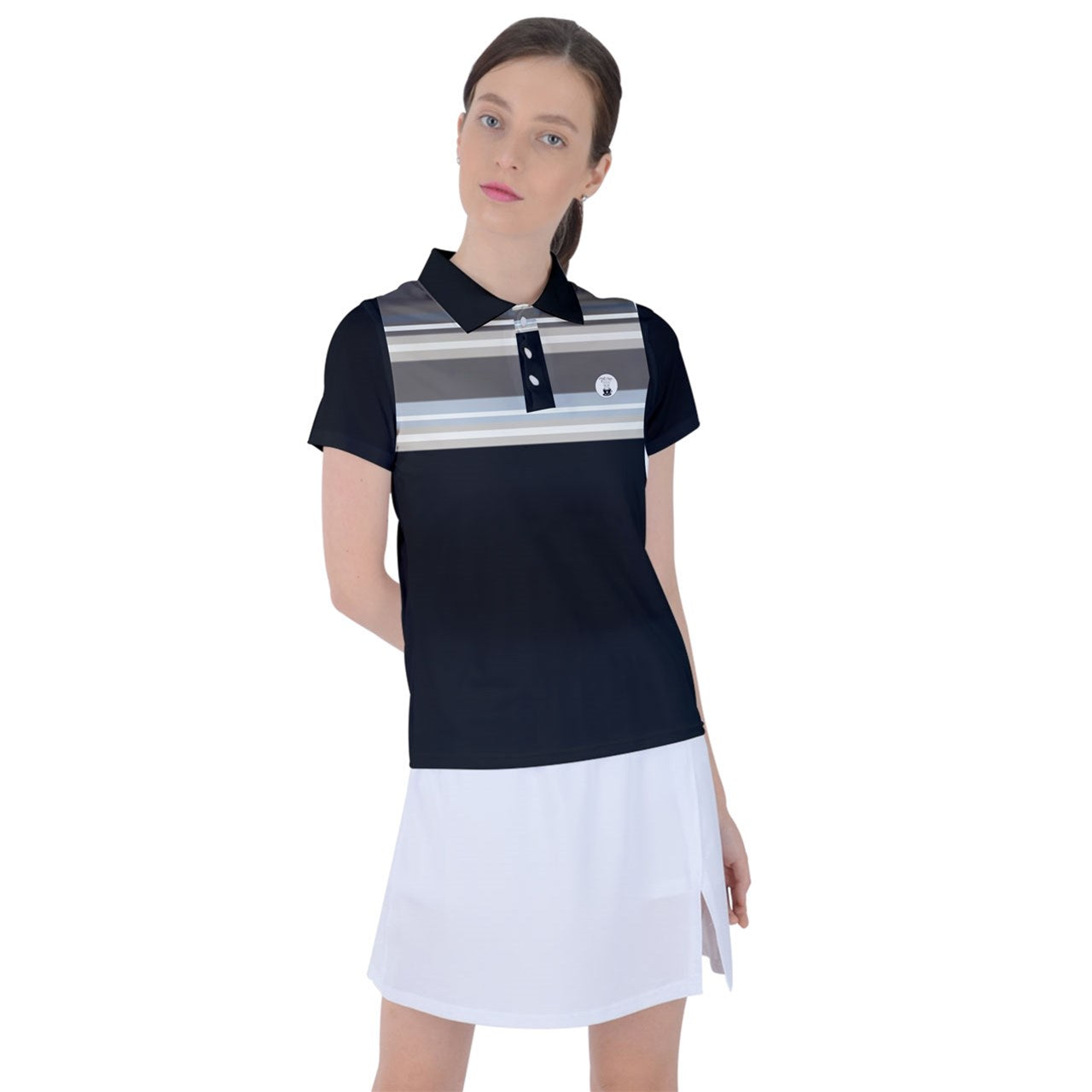 grey multistripe Polo Tee