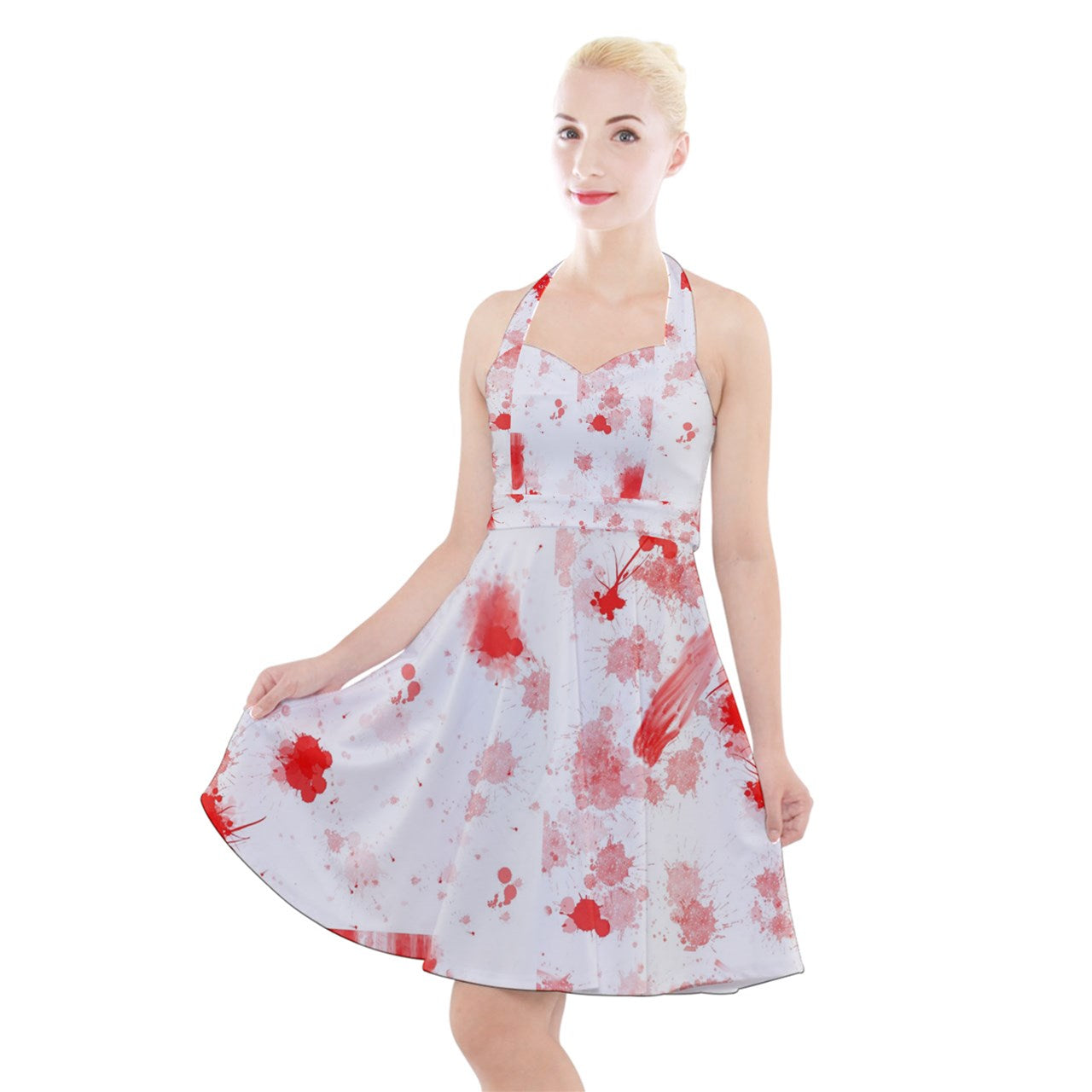 blood spatter Halter Party Swing Dress