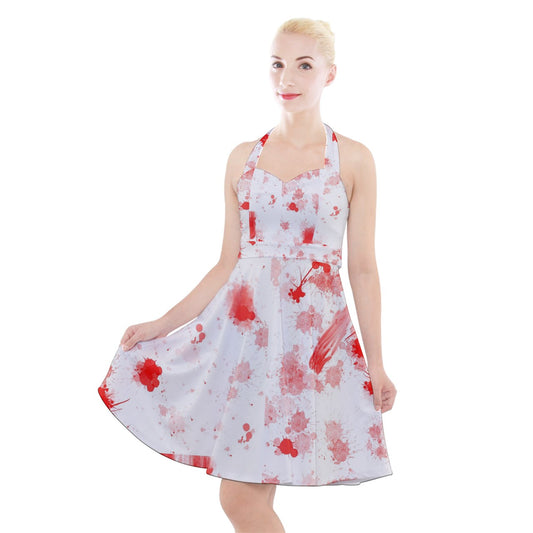 blood spatter Halter Party Swing Dress