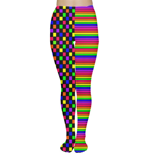 rainbow pattern block Tights