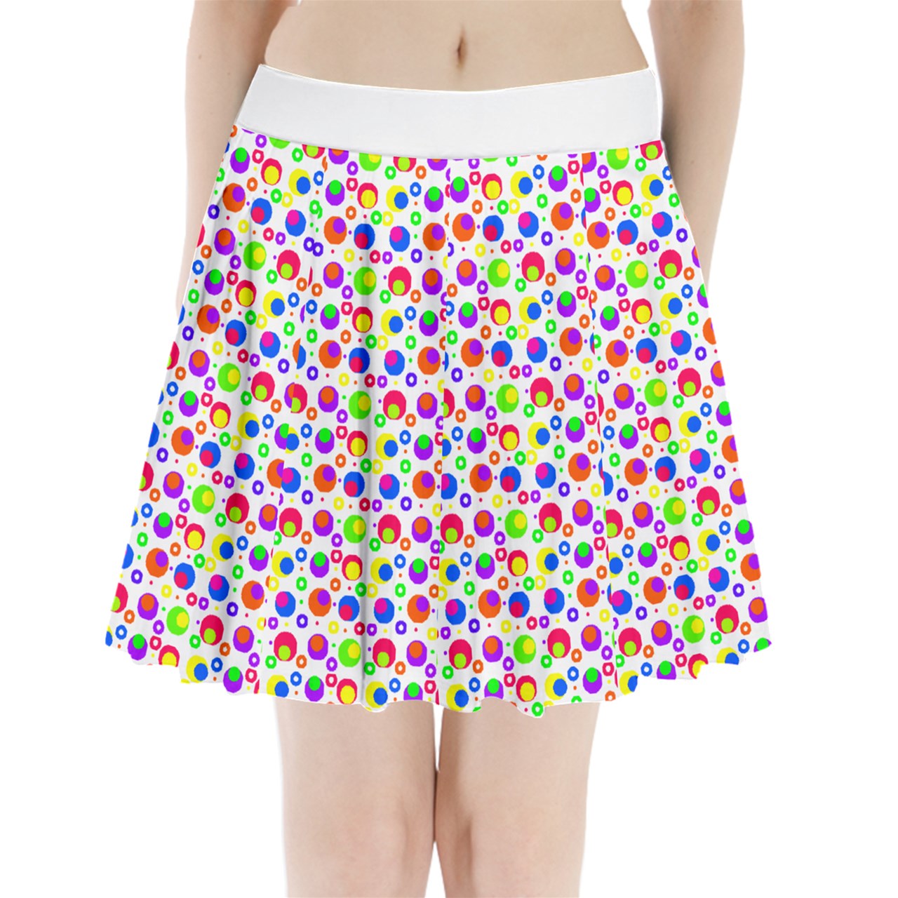 complex rainbow dot Pleated Mini Skirt