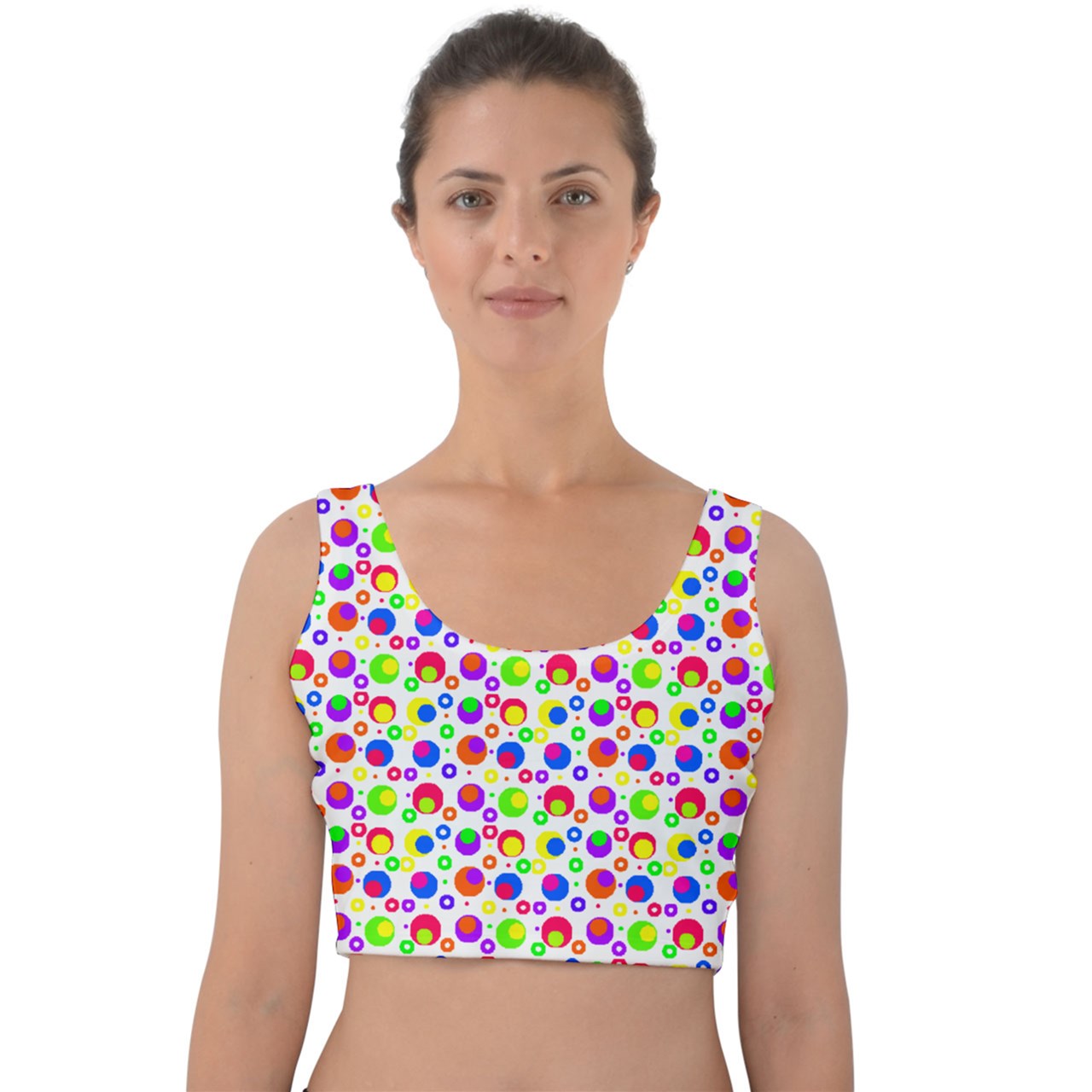 complex rainbow dot Velvet Crop Top