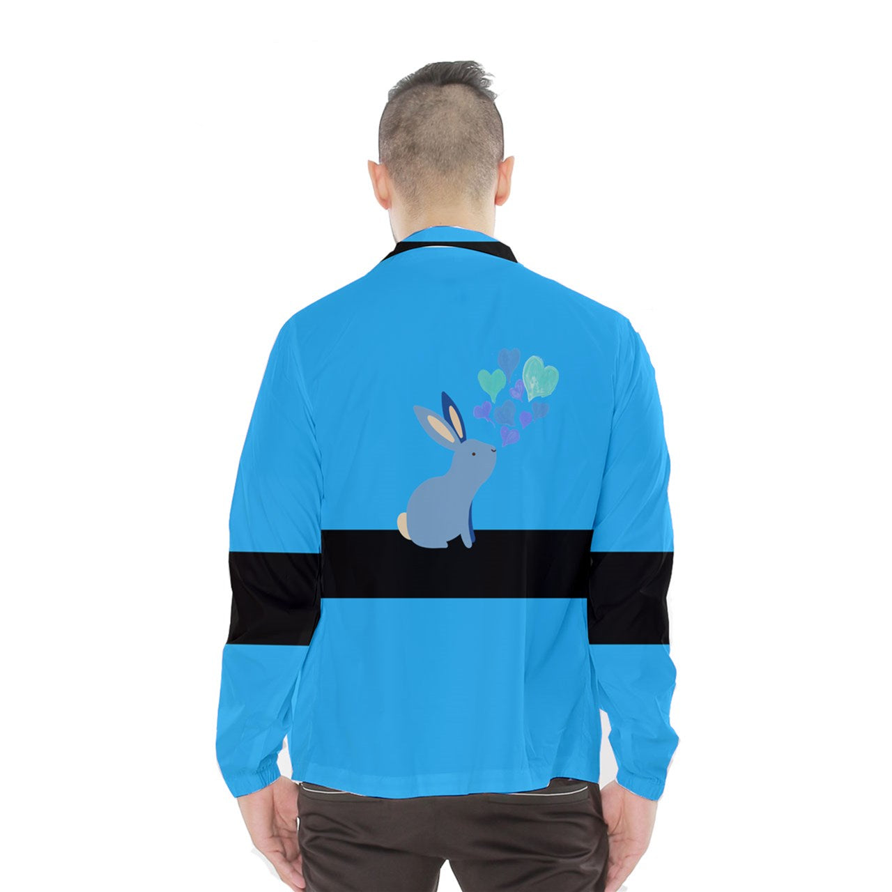 cool blue strapped Windbreaker