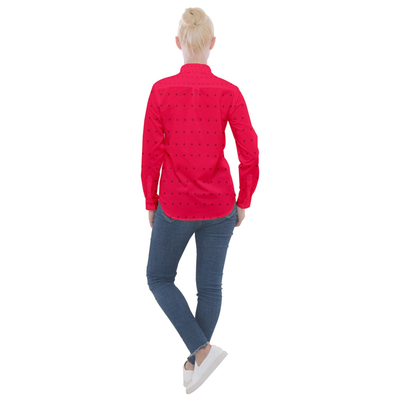 strawberries red dot Long Sleeve Pocket Shirt