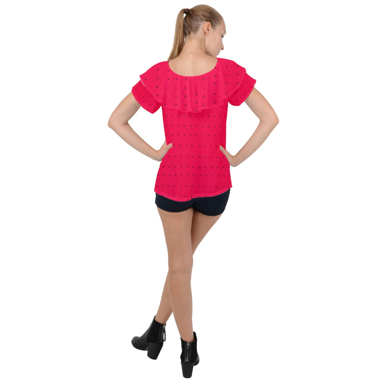 strawberries red dot Ruffle Collar Chiffon Blouse