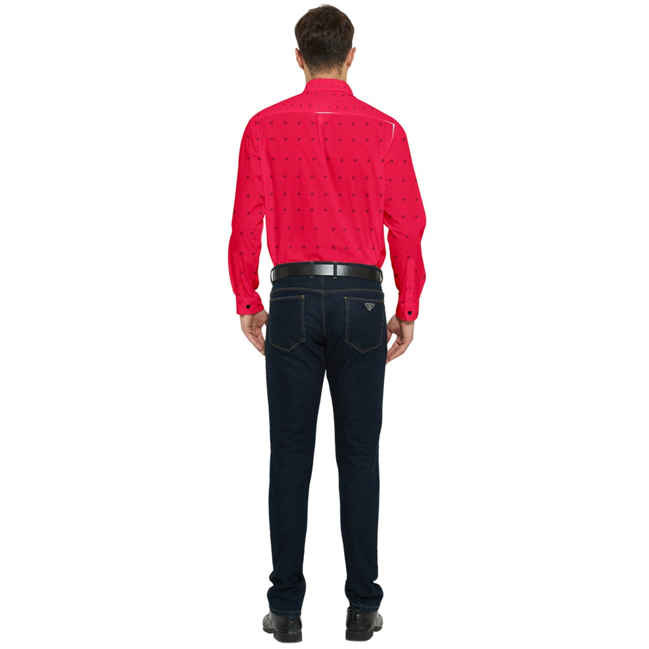 strawberries red dot large Long Sleeve Pocket Shirt