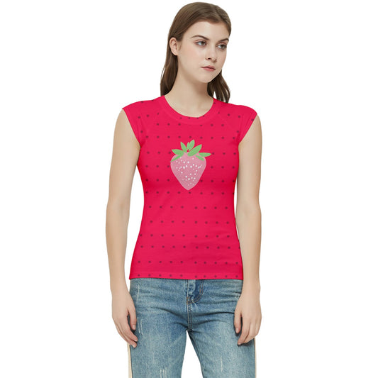 strawberries red dot Raglan Cap Sleeve Tee