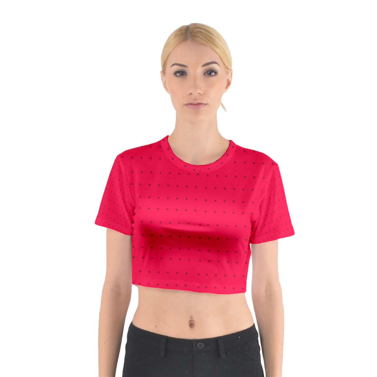 strawberries red dot Cotton Crop Top