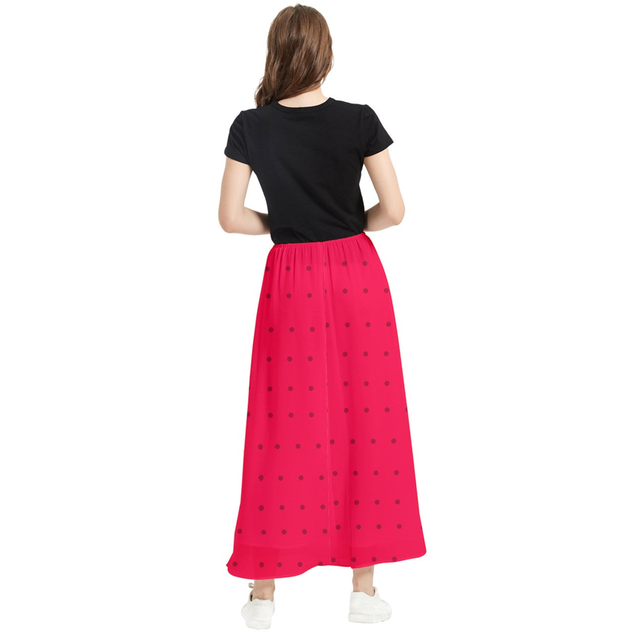 strawberries red dot Maxi Chiffon Skirt