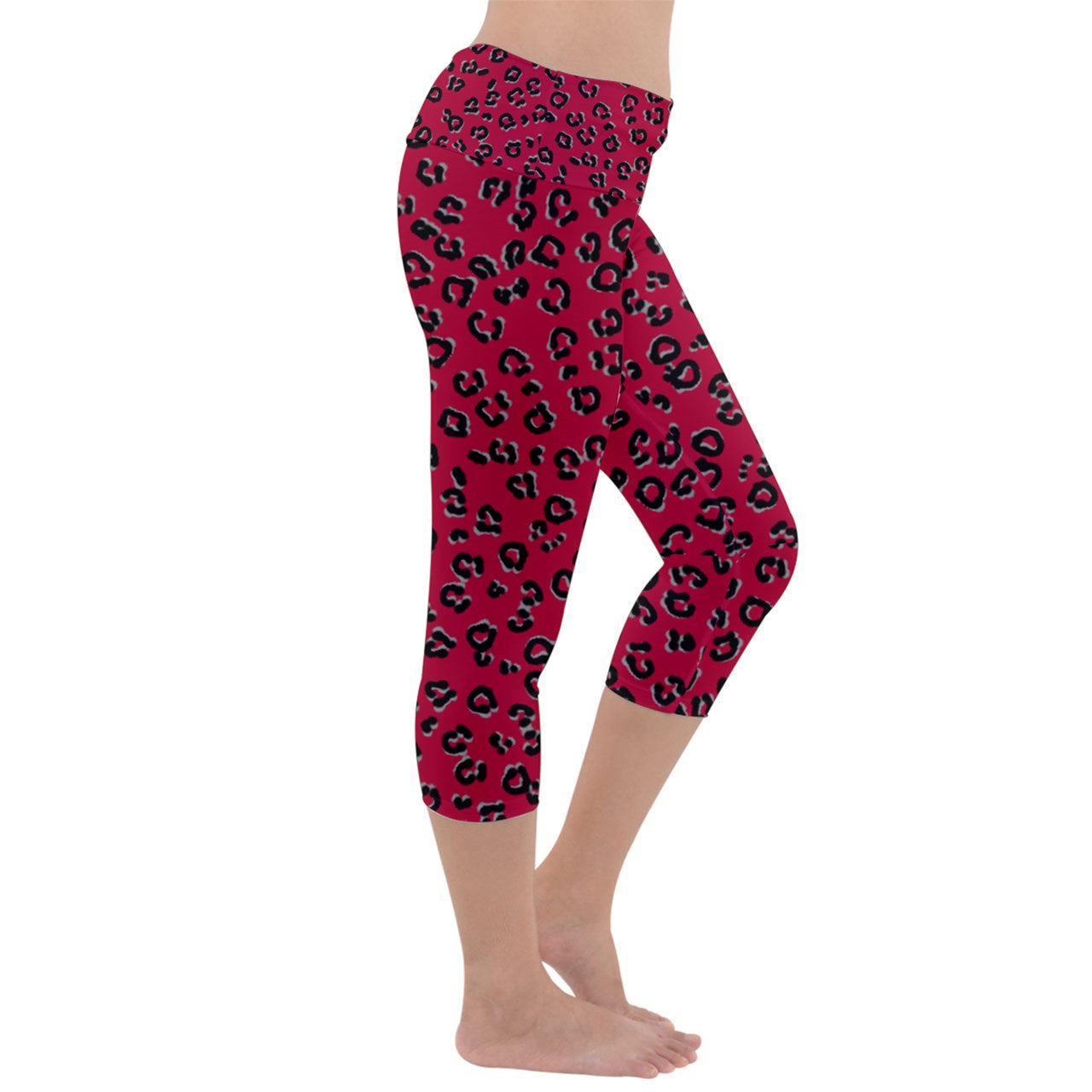 Red Cheetah Capri Yoga Leggings