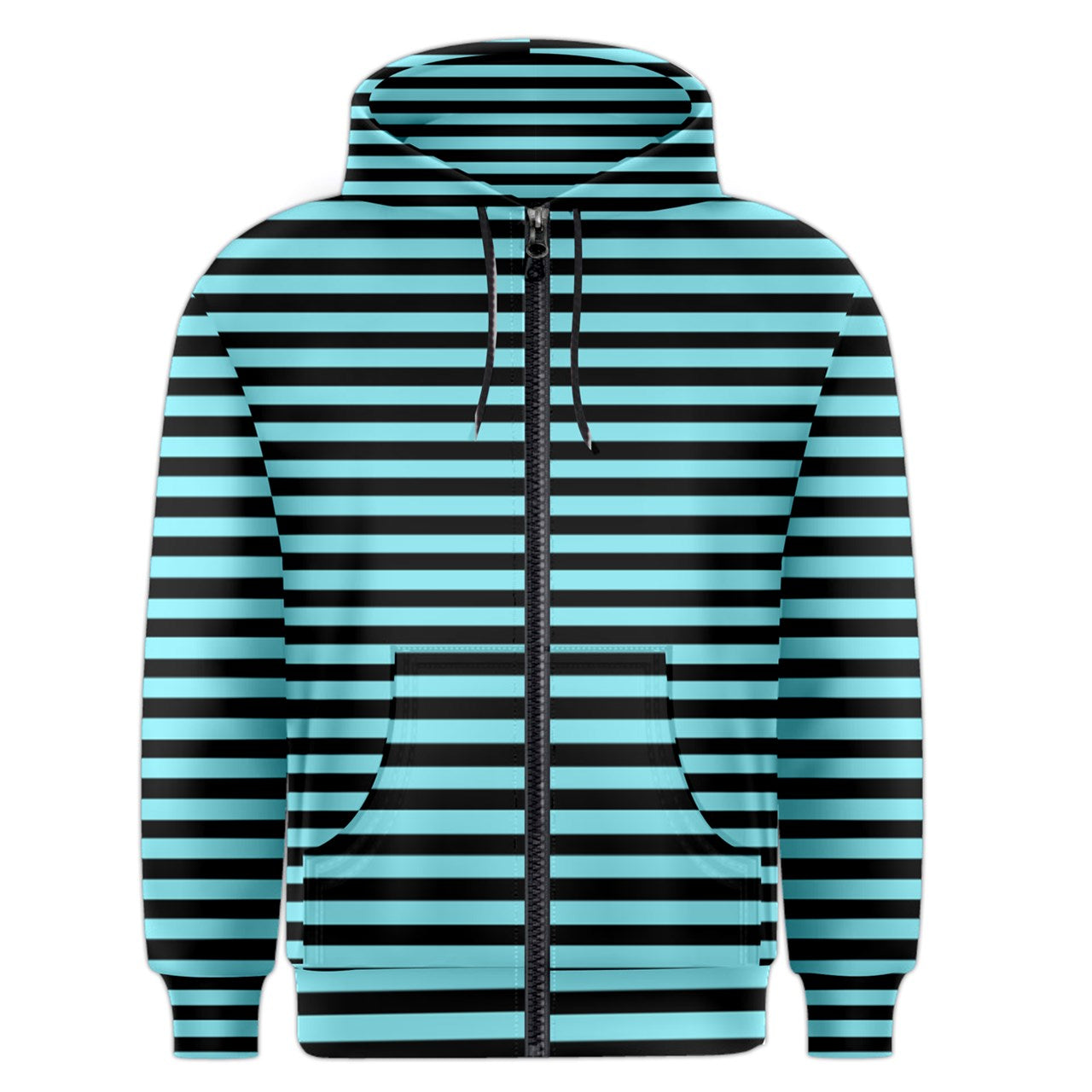 baby blue stripe Zipper Hoodie