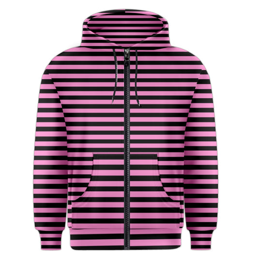 anti-capitalism pink stripe Zipper Hoodie