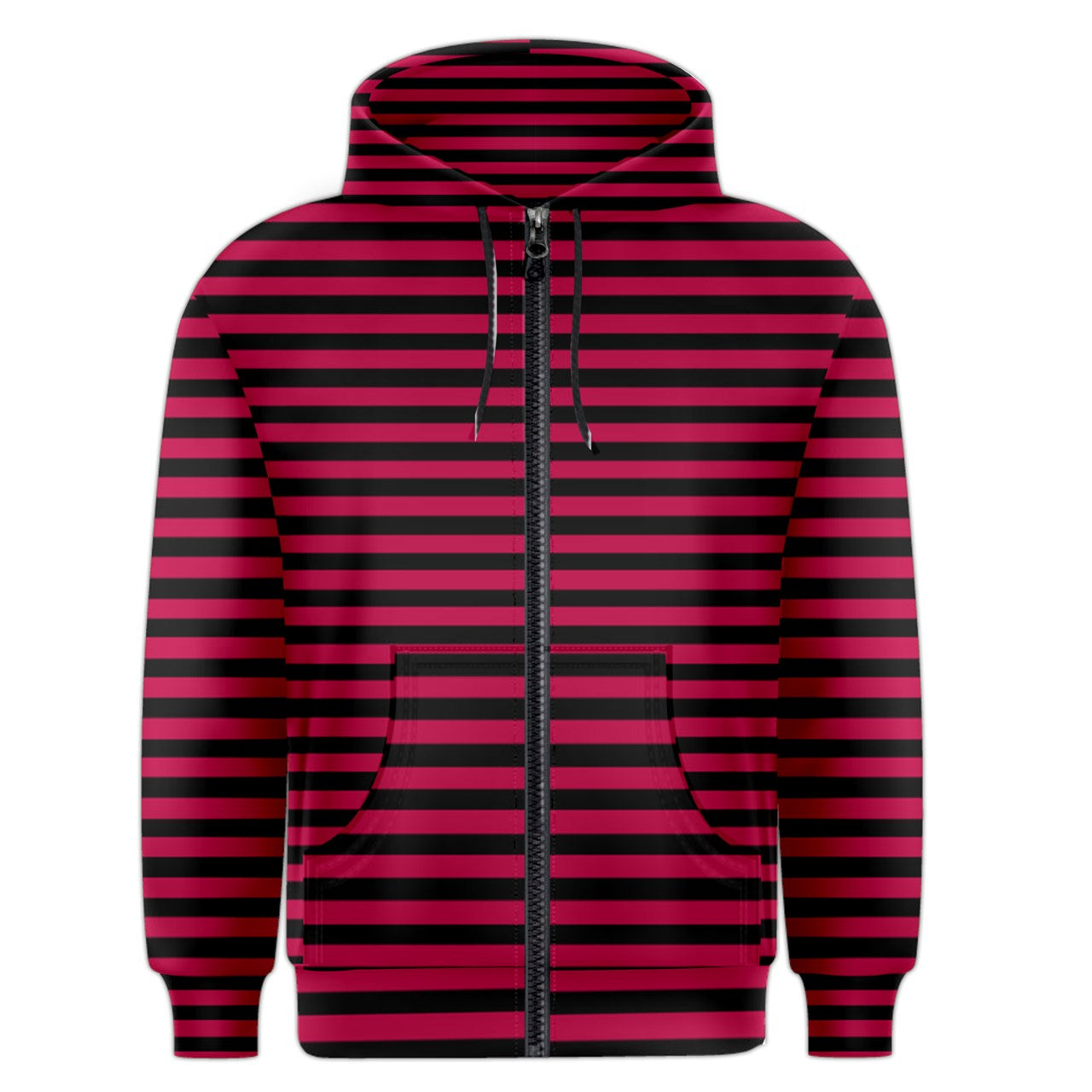 cherry red stripe Zipper Hoodie