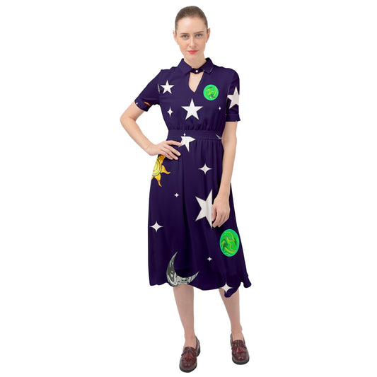 Sapphic Science teachers - Lost In Space Keyhole Neckline Dress