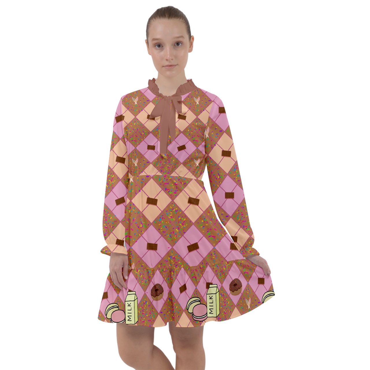 Sweet Sprinkled Argyle Chiffon Dress