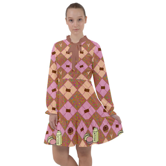Sweet Sprinkled Argyle Chiffon Dress