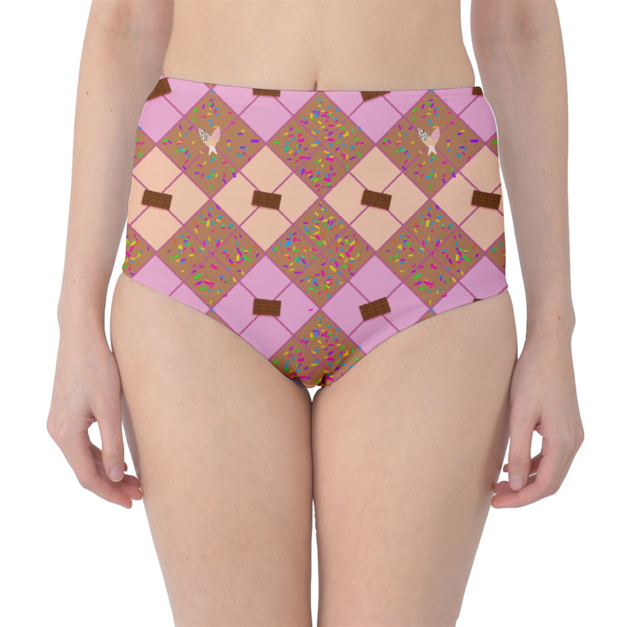 Sweet Sprinkled Argyle Classic High-Waist Bikini Briefs