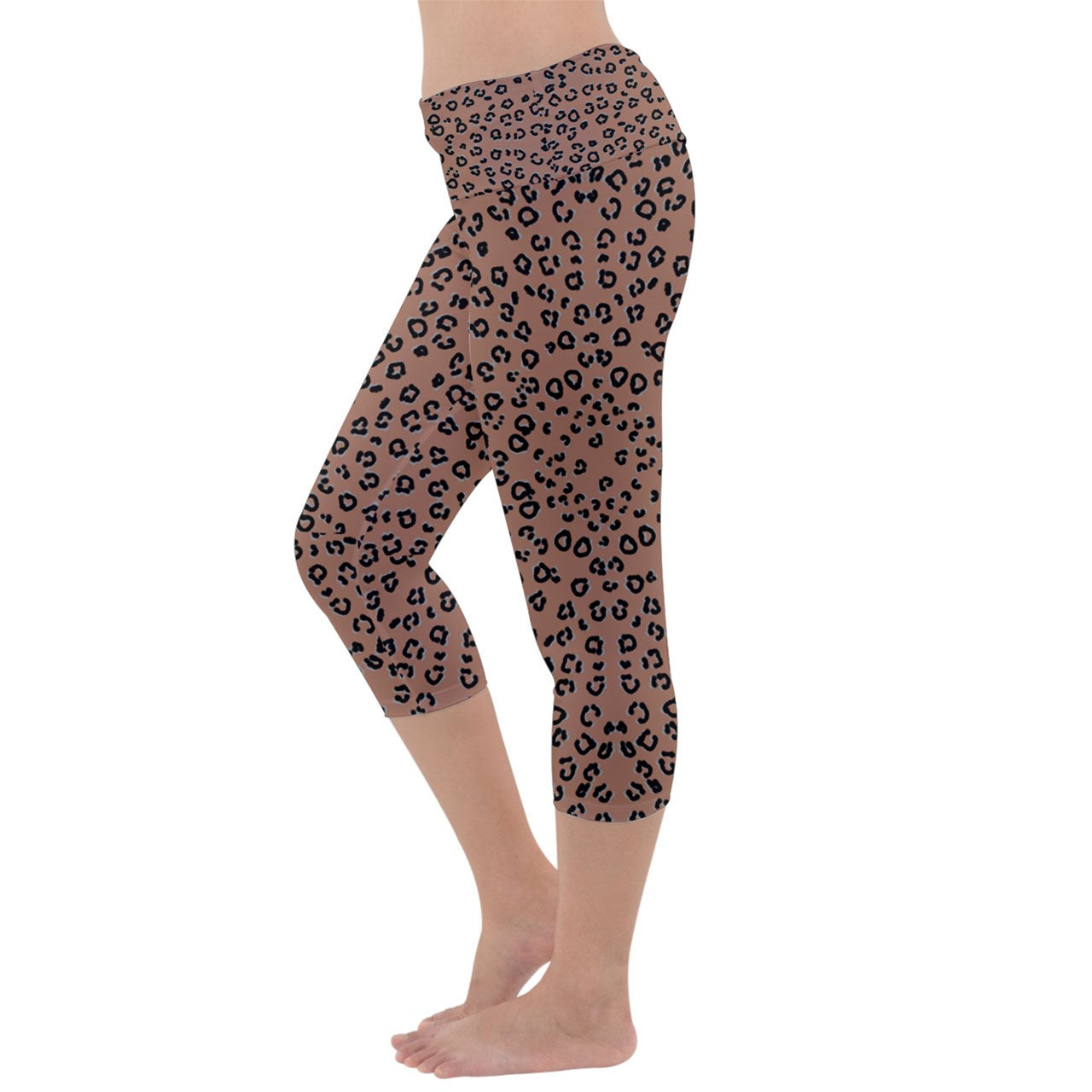 brown cheetah Capri Yoga Leggings
