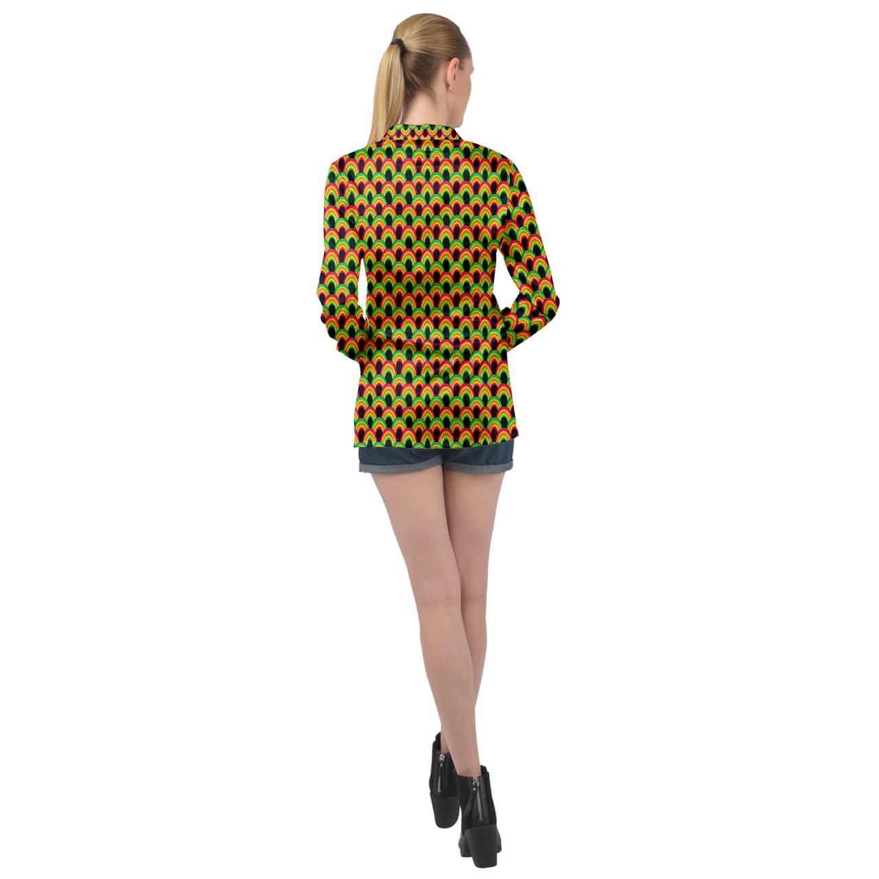 Indigo Rainbow Long Sleeve Satin Shirt