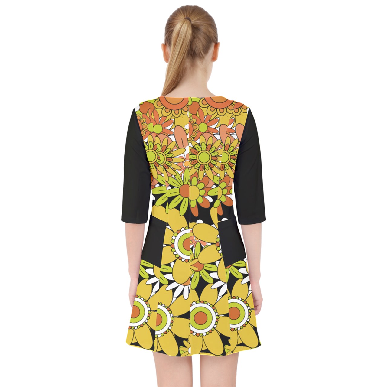 Classic Boho Flowers Pocket Dress