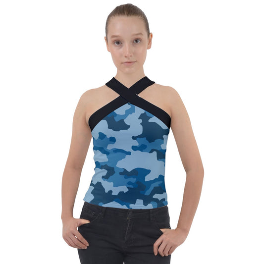 y2k Soldier Western Cross Neck Velour Top