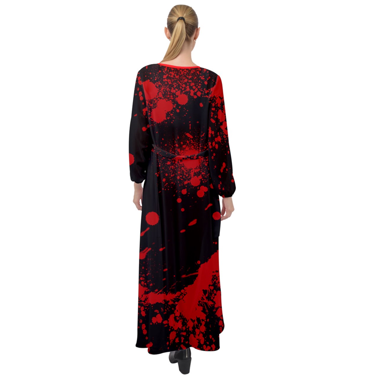 Black Blood Spatter Maxi Chiffon Beach Wrap