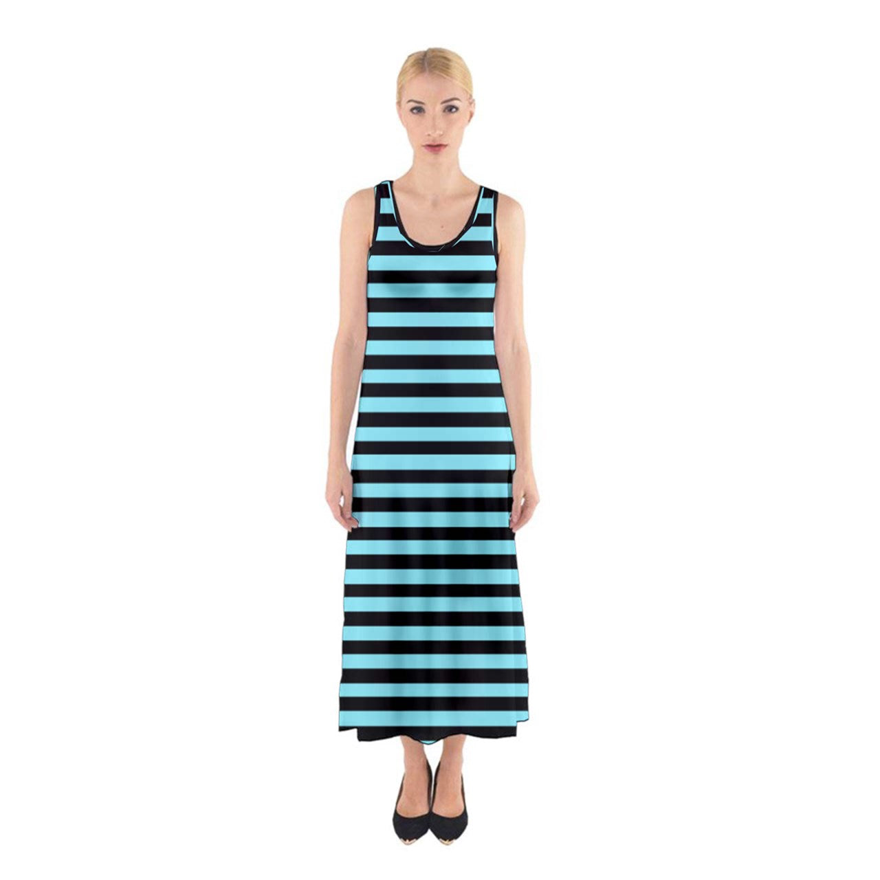 baby blue stripe Sleeveless Maxi Underdress