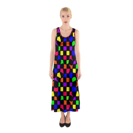 rainbow wonky checkers Sleeveless Maxi Underdress