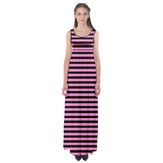 anti-capitalism pink stripes Empire Waist Maxi Underdress