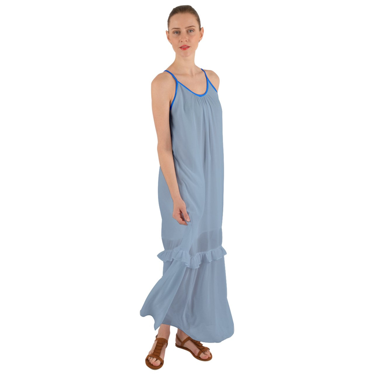 Aqua Smoke Cami Maxi Ruffle Chiffon Underdress
